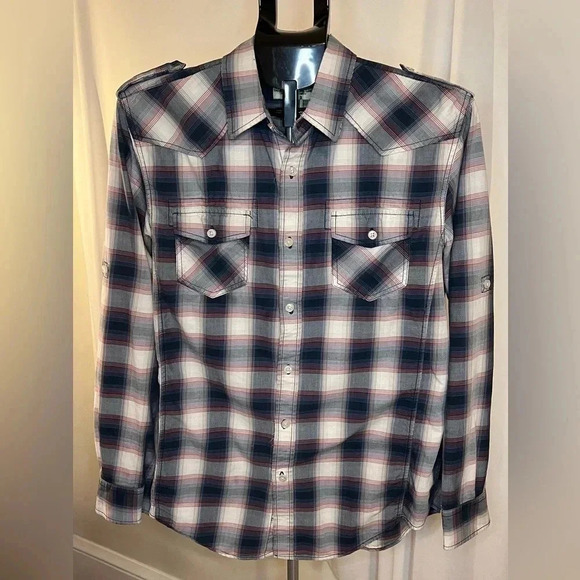 American Rag Other - Vintage American Rag Plaid distressed Western Style button Down Size M